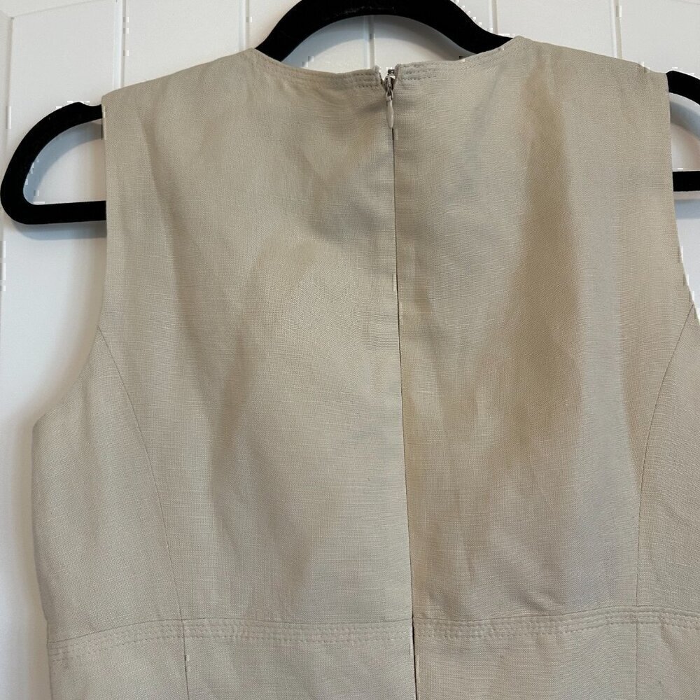 Ellen Tracy beige natural linen shift dress career office classic women's 2 - Picture 4 of 9